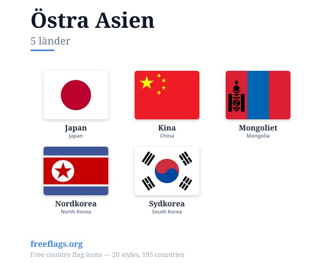 Östra Asien Flaggor