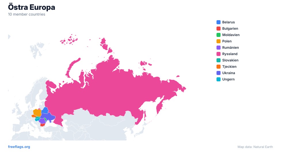 Östra Europa Regional Karta