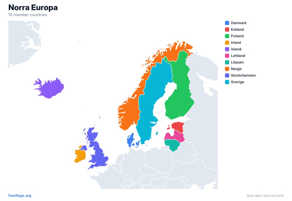 Norra Europa Regional Karta