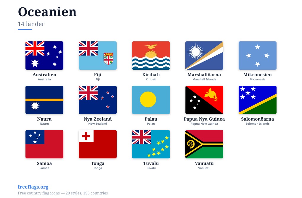 Oceanien Flaggor