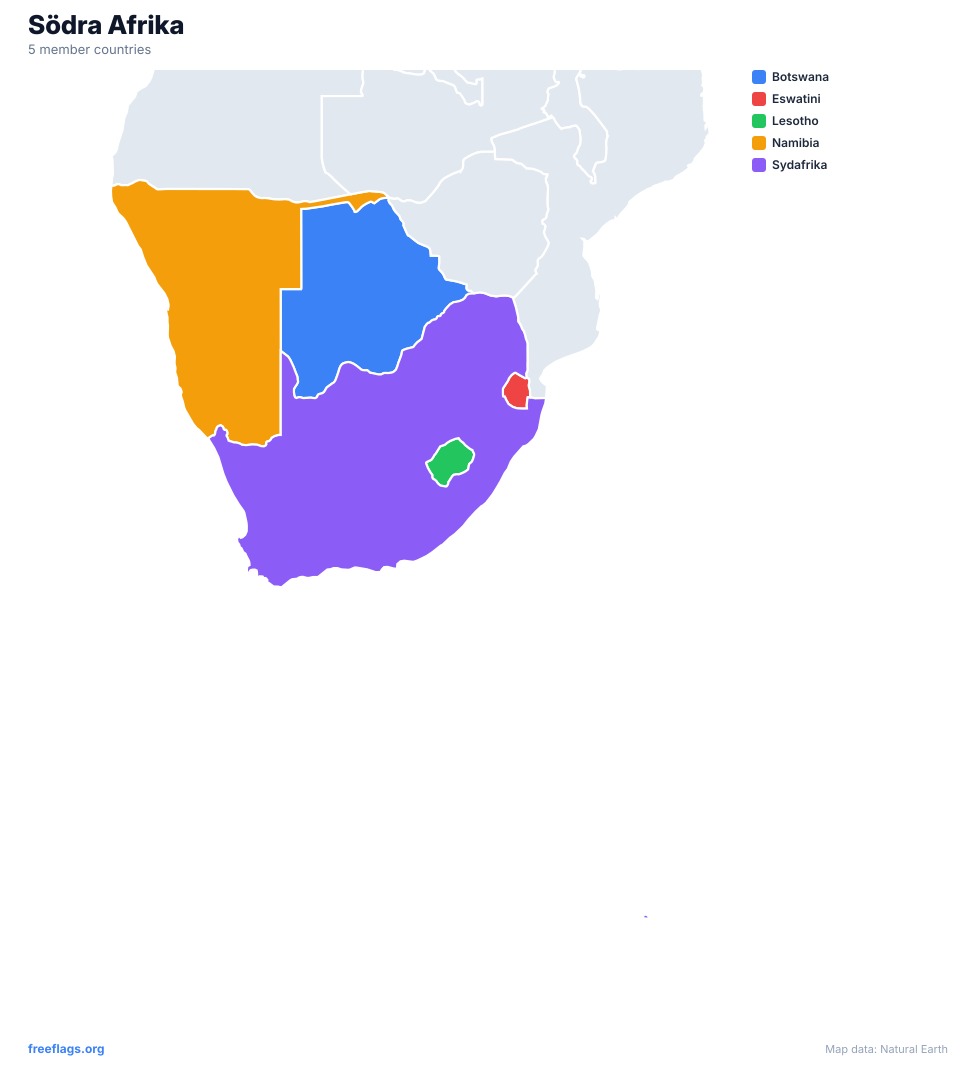 Södra Afrika Regional Karta