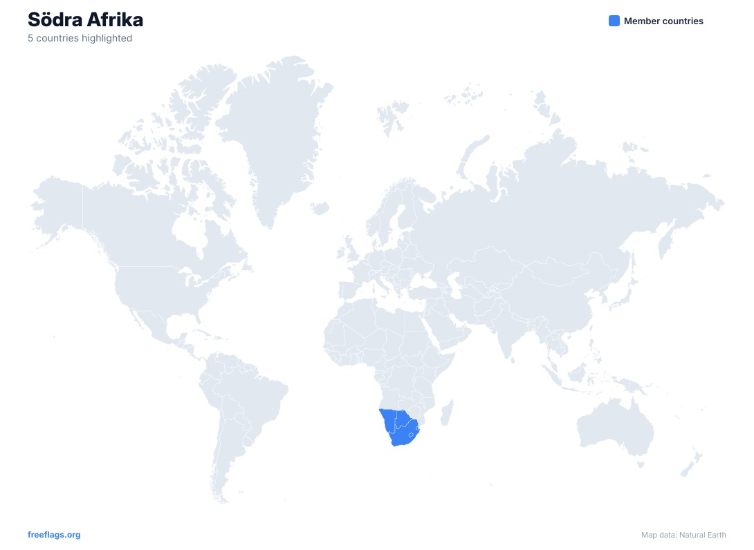 Södra Afrika Världskarta