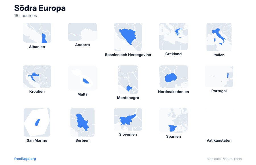 Södra Europa Landsformer