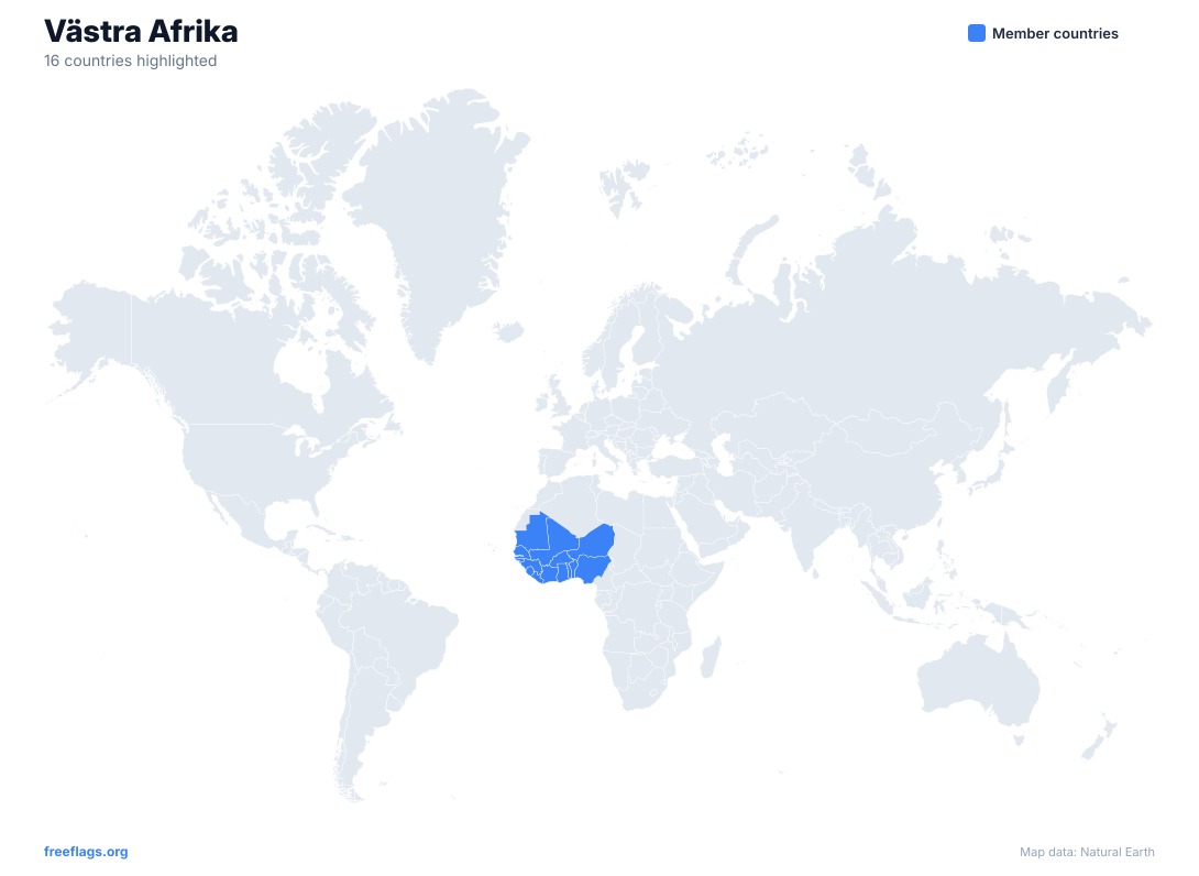 Västra Afrika Världskarta