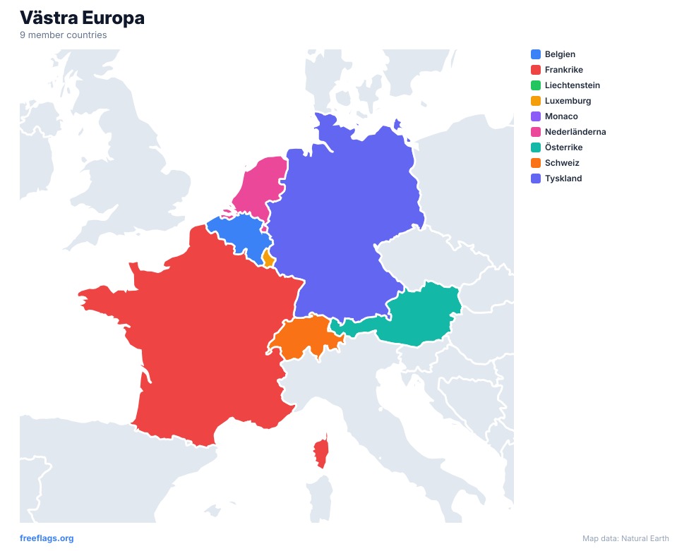 Västra Europa Regional Karta