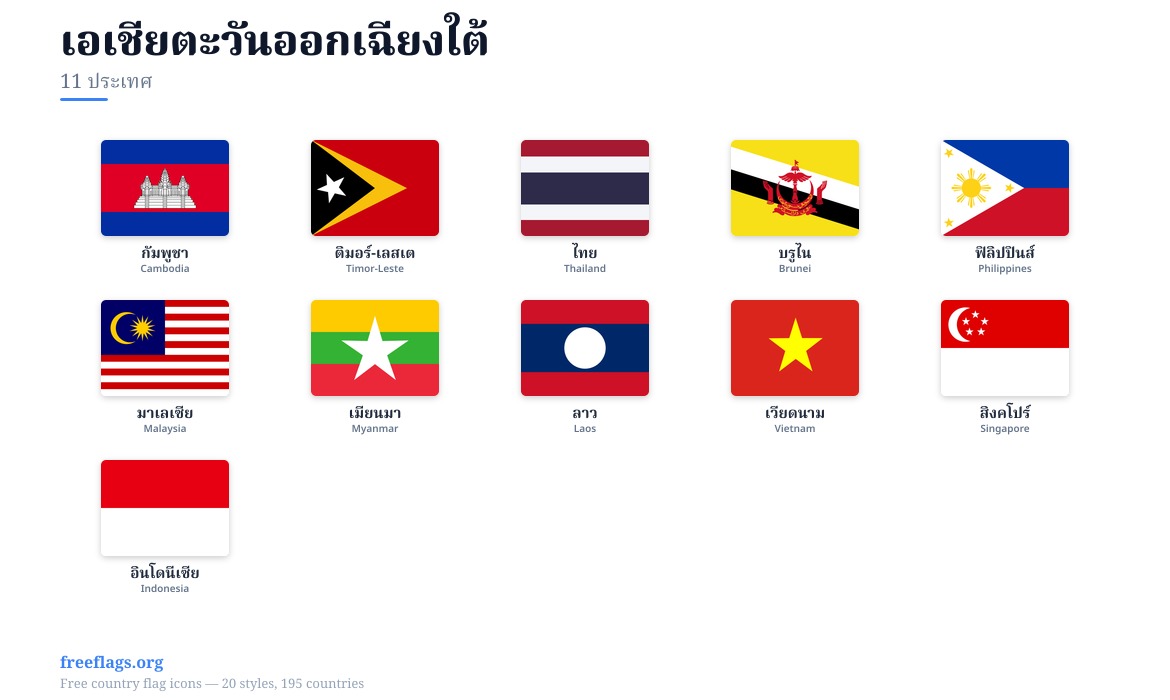 เอเชียตะวันออกเฉียงใต้ ธงสมาชิก