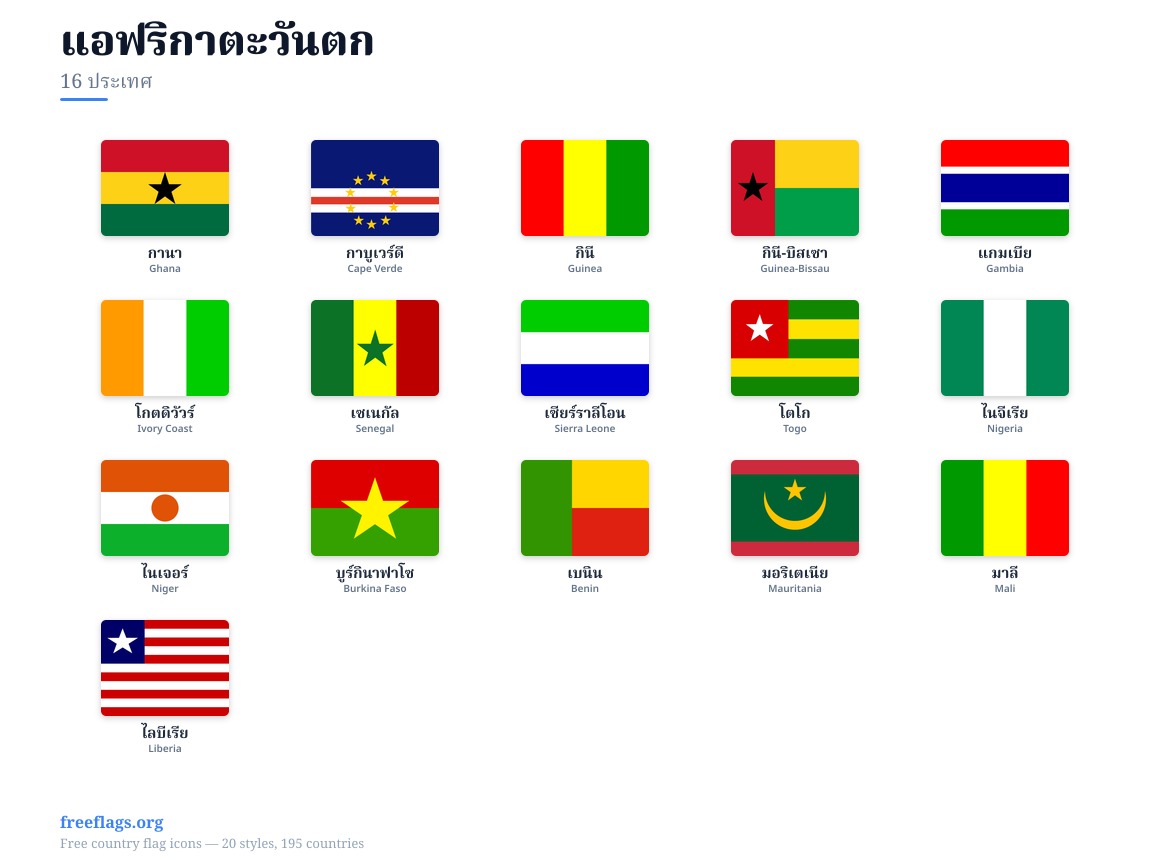 แอฟริกาตะวันตก ธงสมาชิก