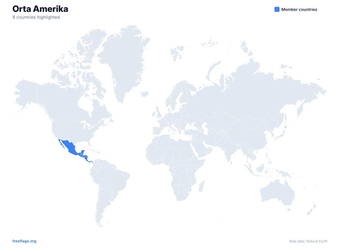 Orta Amerika Dünya Haritası