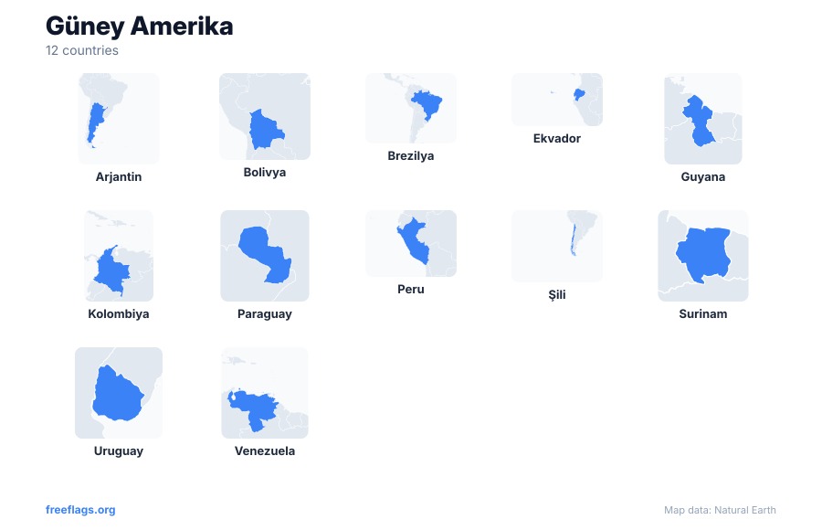 Güney Amerika Ülke Şekilleri