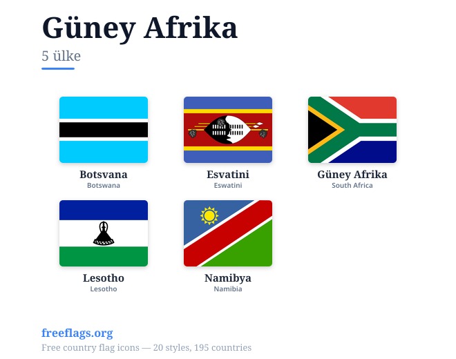 Güney Afrika Üye Bayrakları
