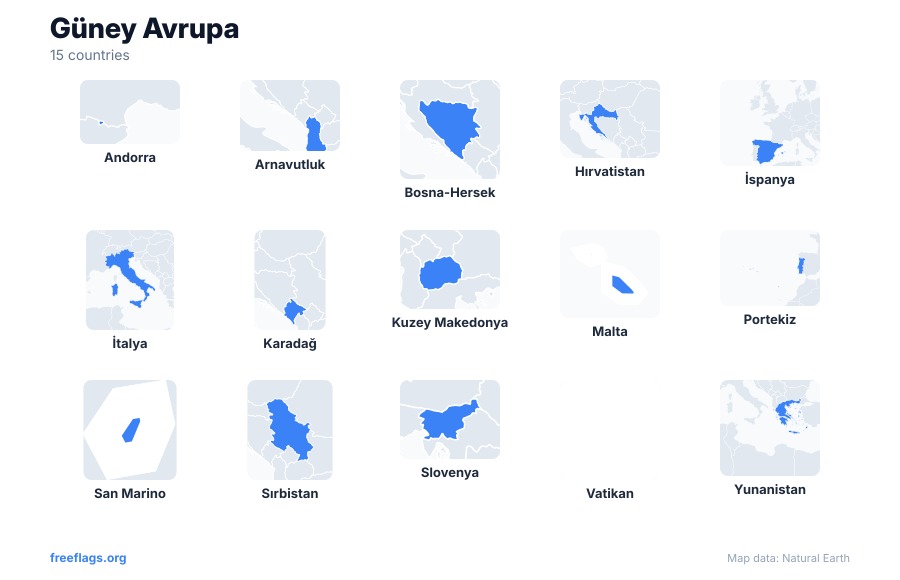 Güney Avrupa Ülke Şekilleri