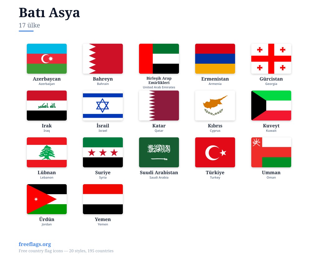 Batı Asya Üye Bayrakları