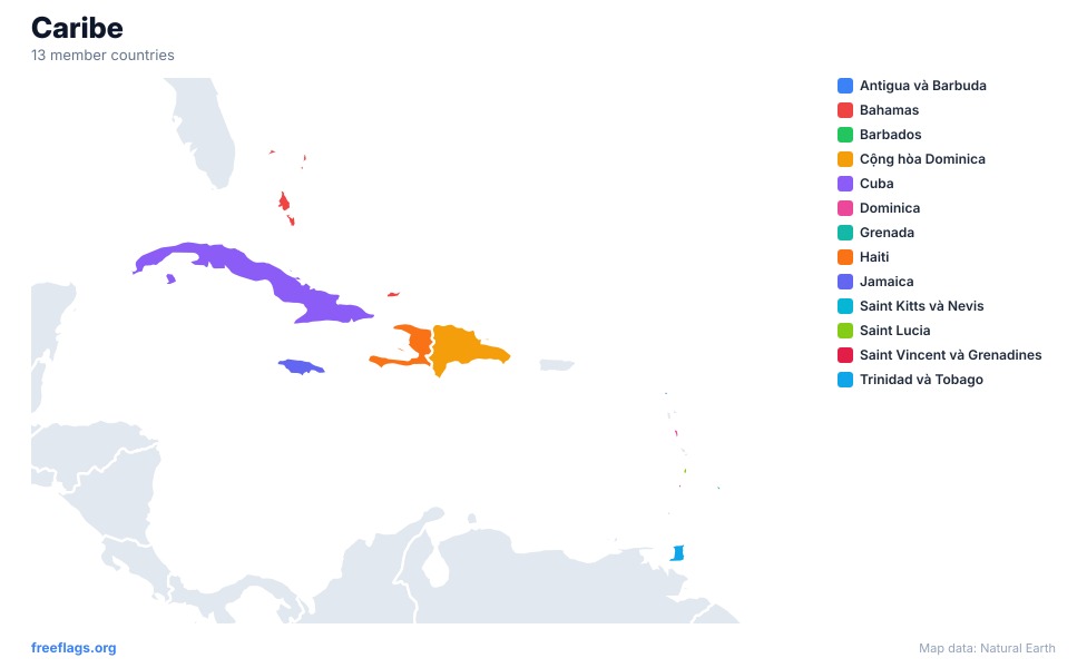 Caribe Bản đồ Khu vực