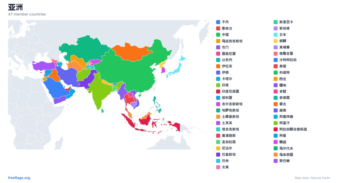 亚洲 区域地图