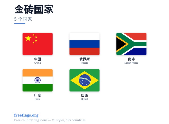 金砖国家 成员国旗