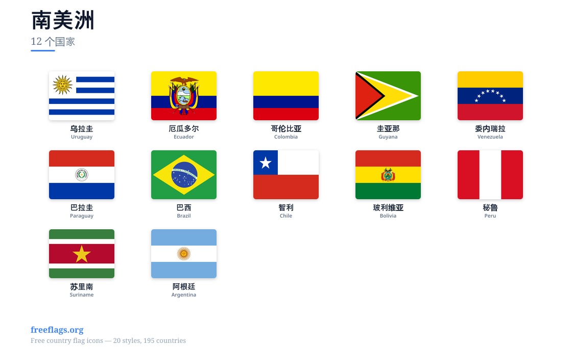 南美洲 成员国旗