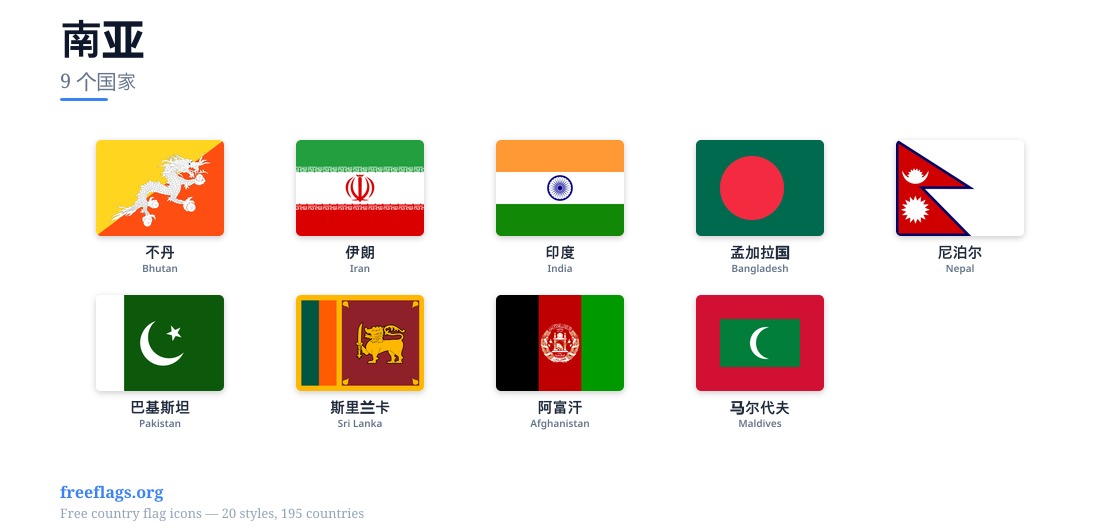 南亚 成员国旗